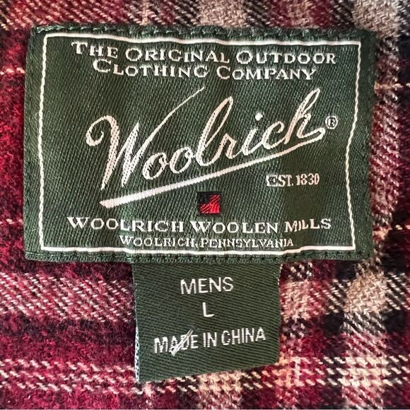 Woolrich Men’s 100% Cotton Plaid Ruby Flannel Shirt Size L - Picture 9 of 16